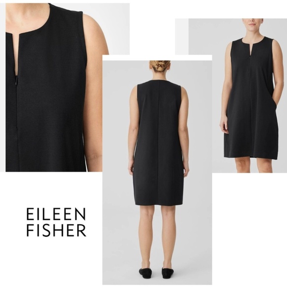 Eileen Fisher Ponte Zip Front Sleeveless Short Dress/Jumper Black Size M - Picture 3 of 11